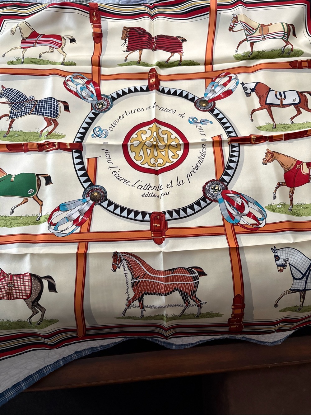 Equestrian-Inspired Cream Horse Print Fashion Scarf